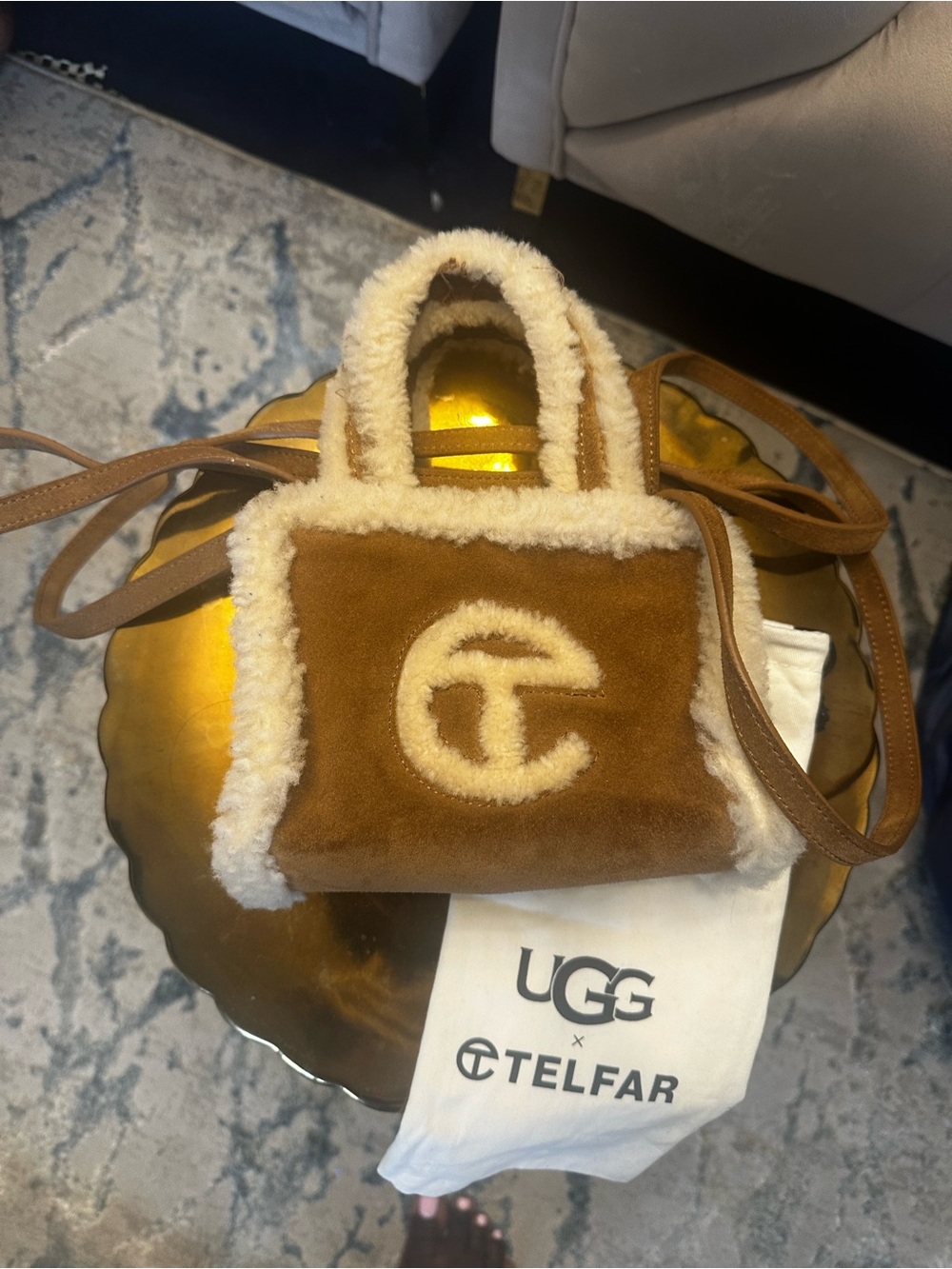Ugg Telfar Brown Shearling Mini Tote